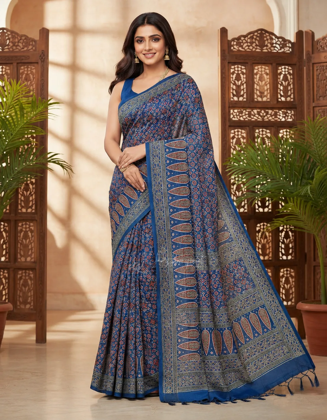Ajrakh print sarees