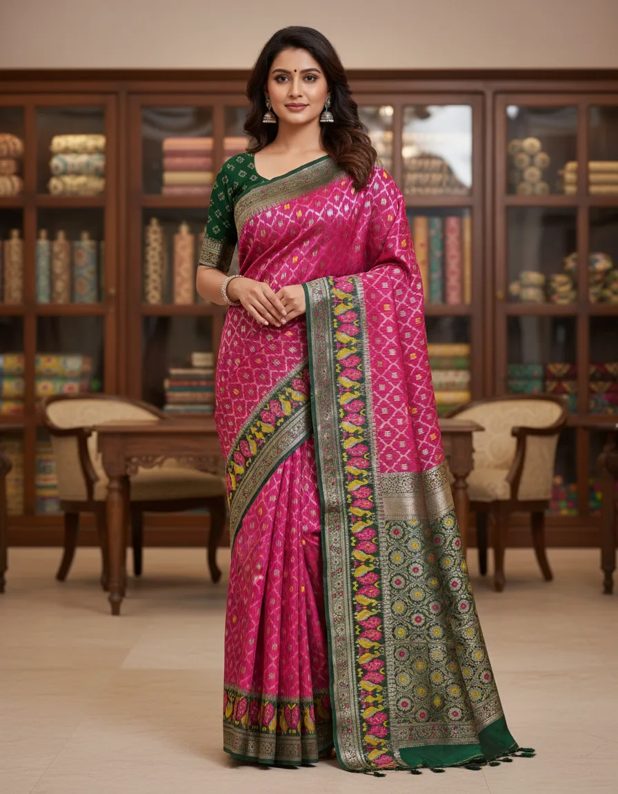 Allover Zari Weaving Patola Saree