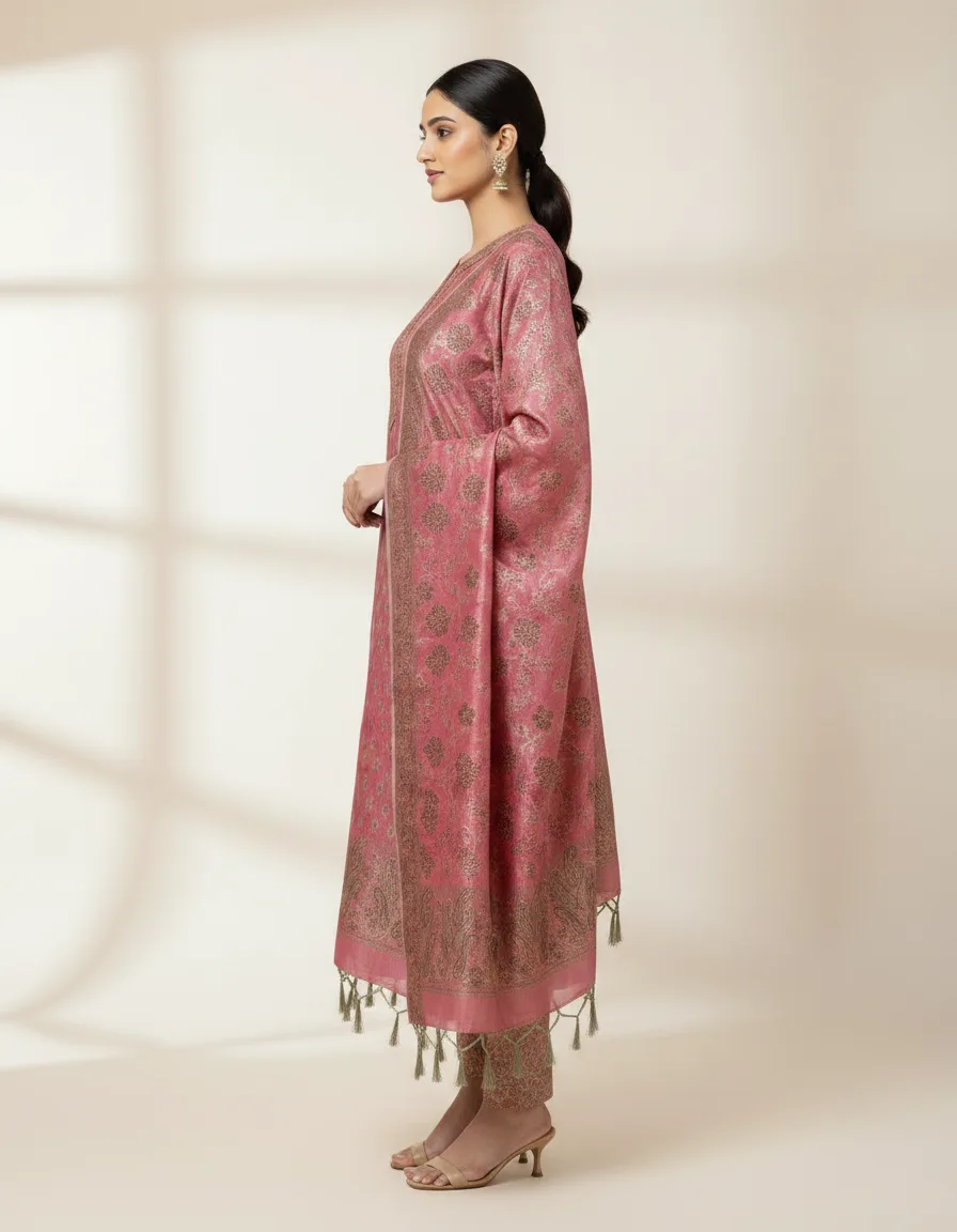 Allover Resham Weaving Suit view 3