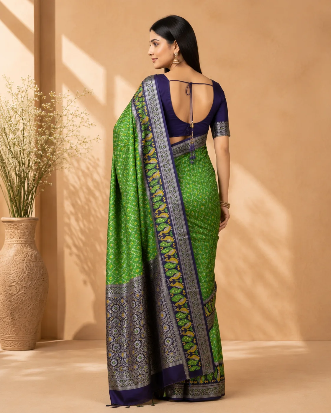 Allover Zari Weaving Patola Saree view 7
