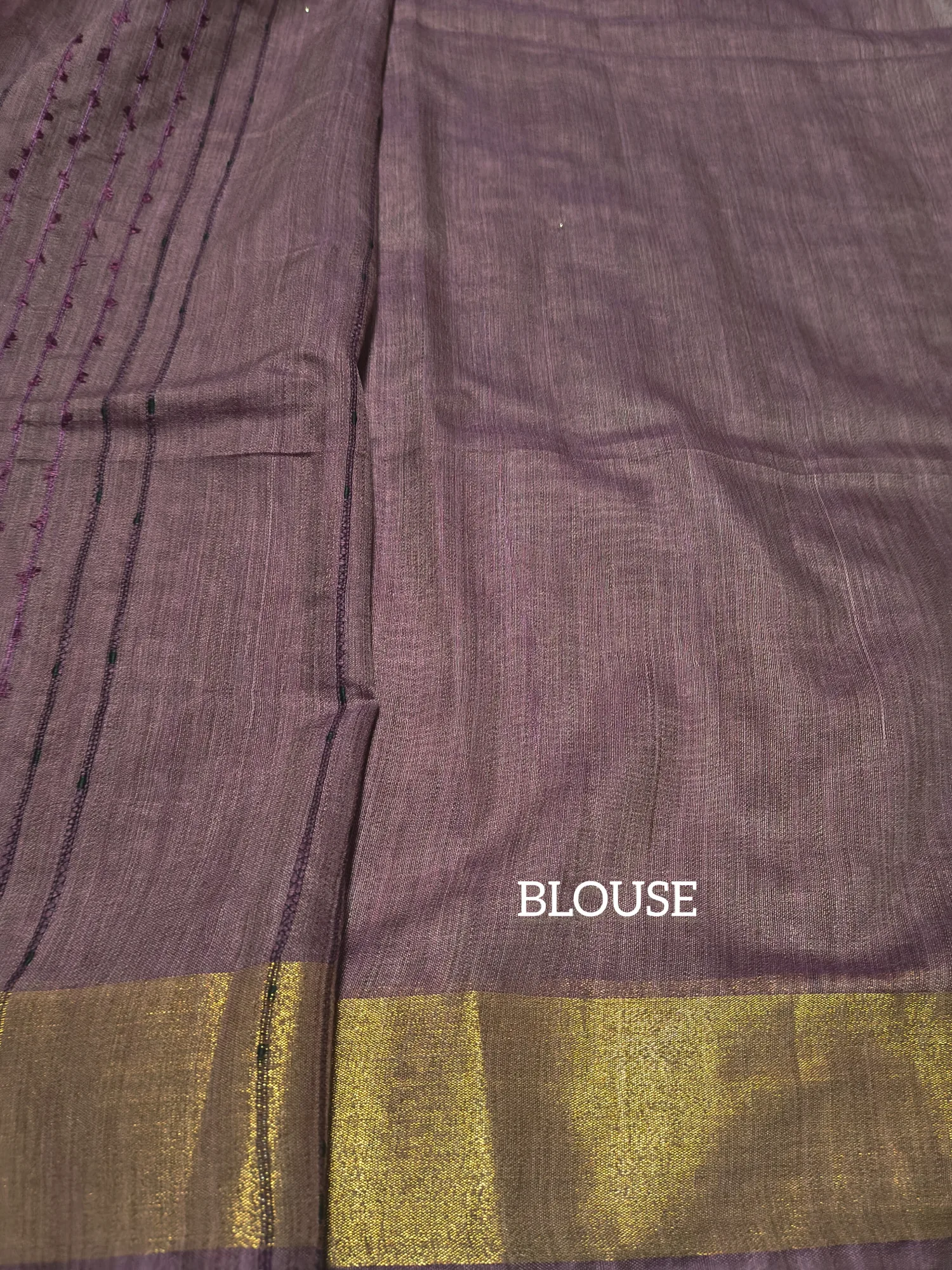 Muted Plum Cotton Linen Saree view 5