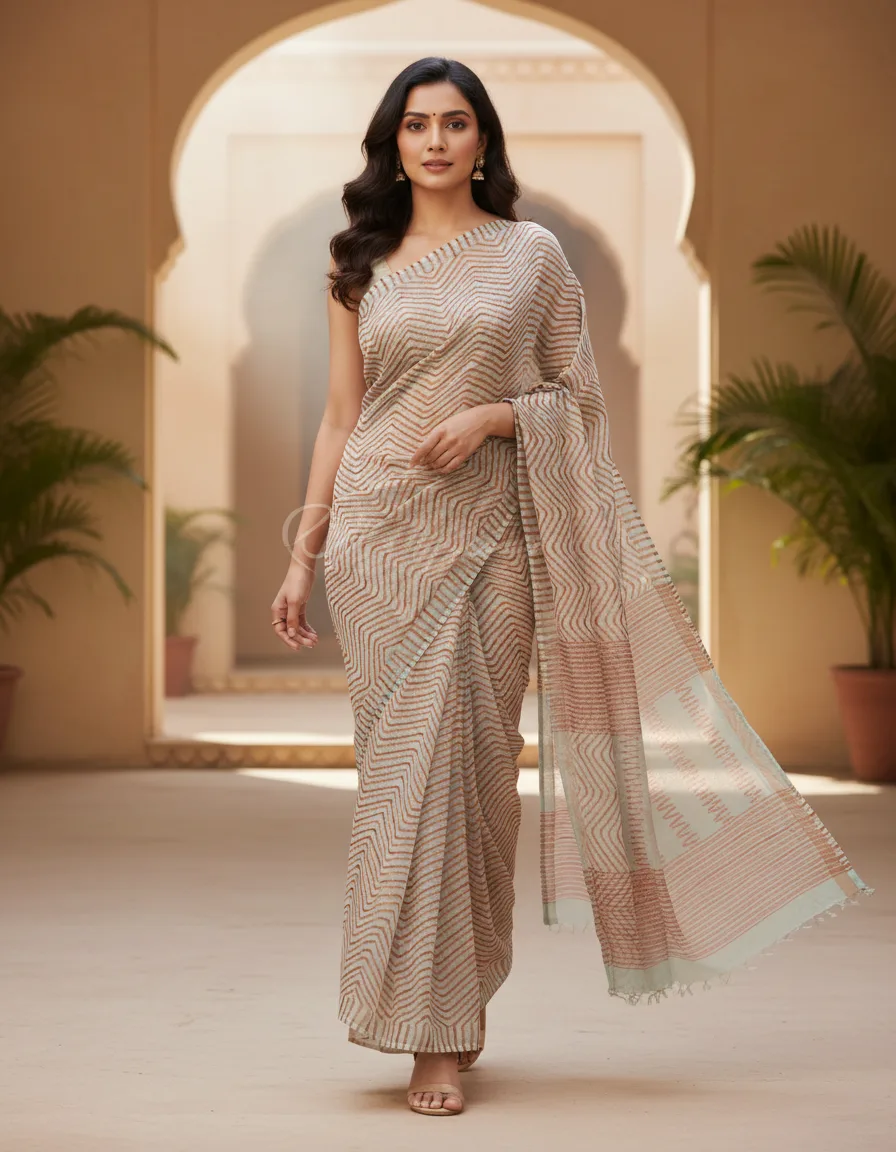 Leheriya Print Chiffon Saree