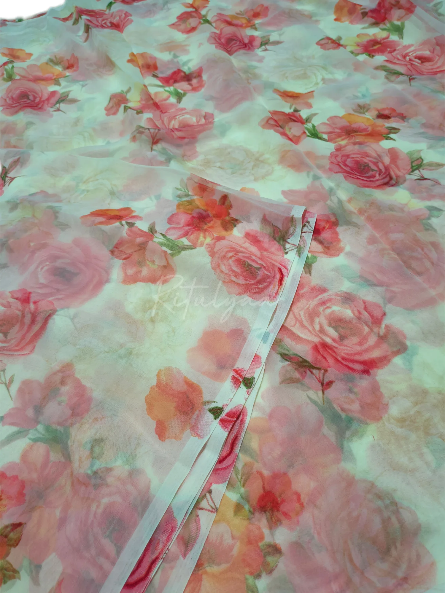 Printed Georgette Saree view 3