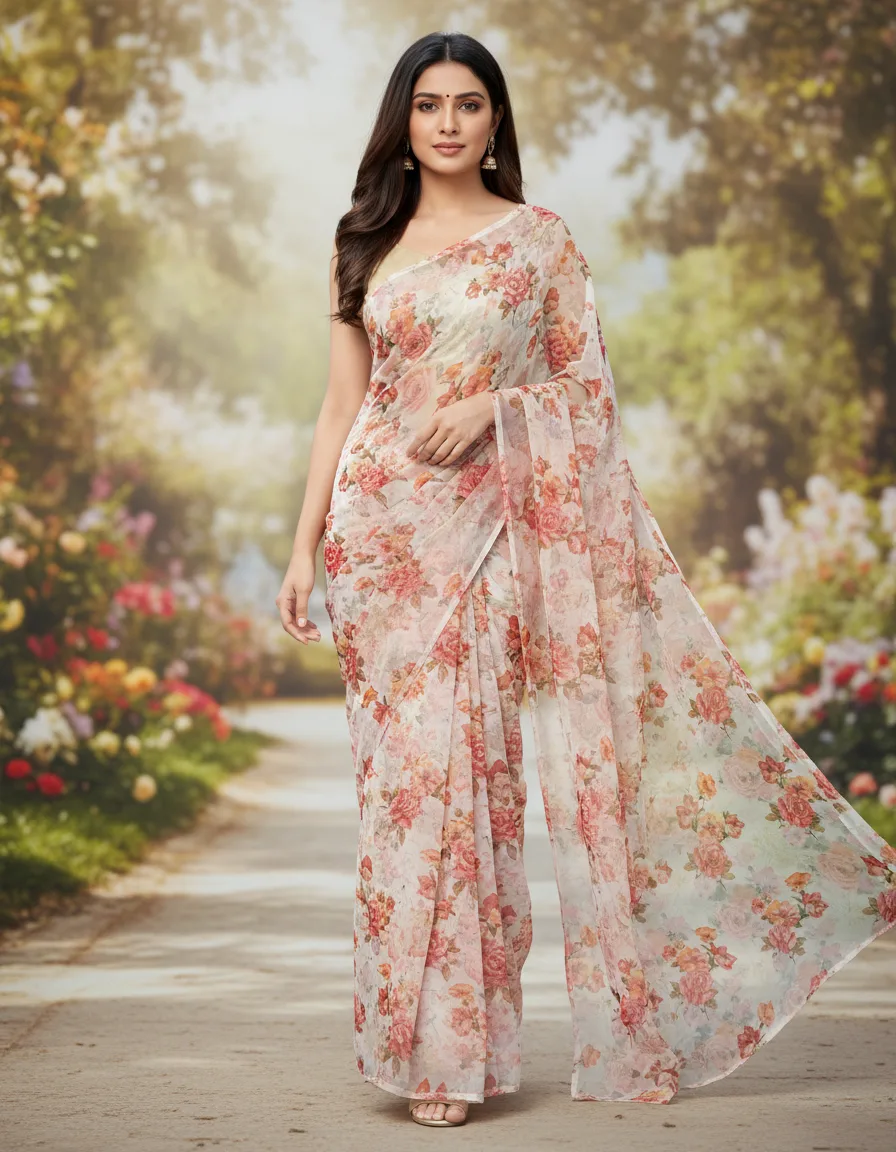 Printed Georgette Saree