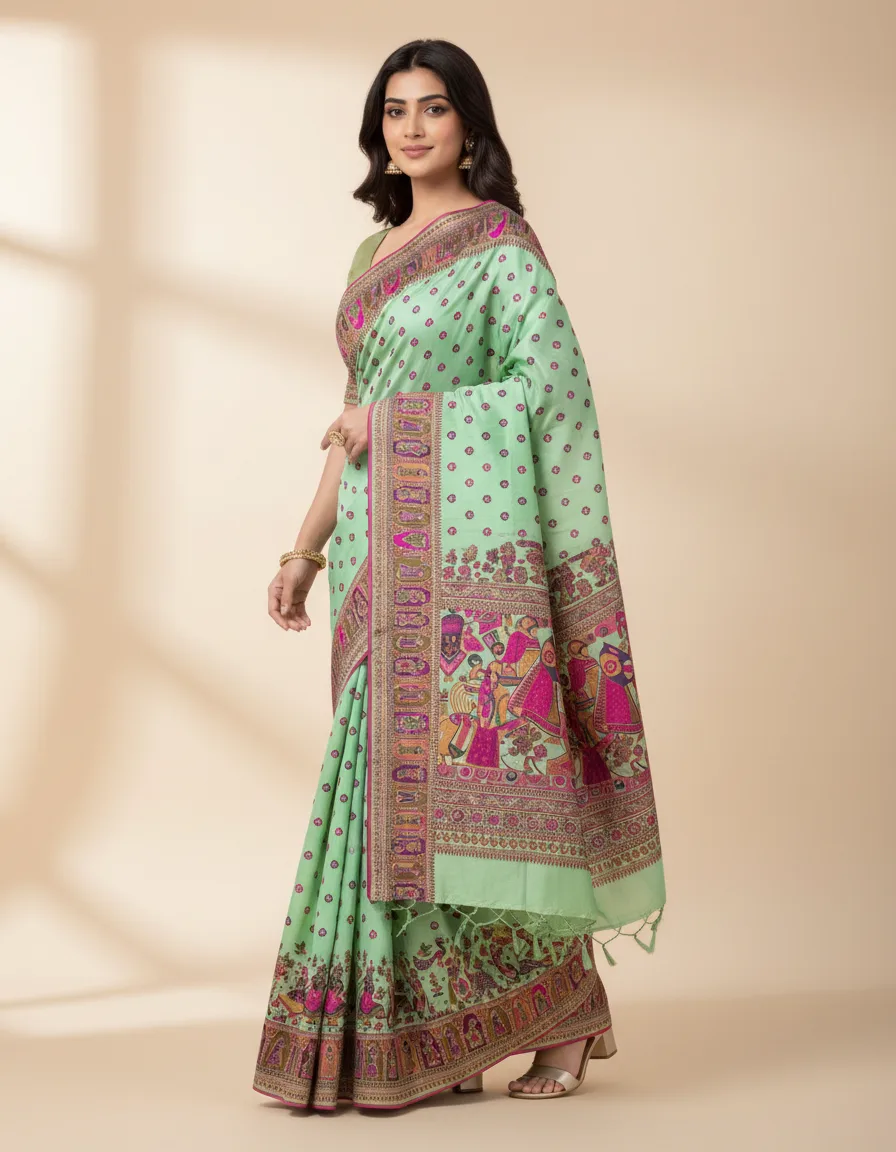 Meenakari Work Modal Silk Saree