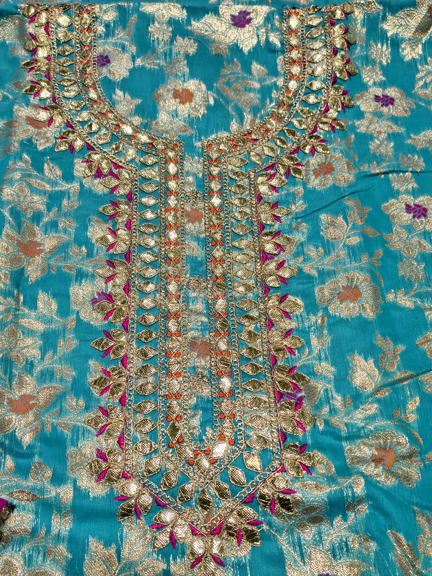 Gota Patti Work Allover Zari Weaving Suit view 15
