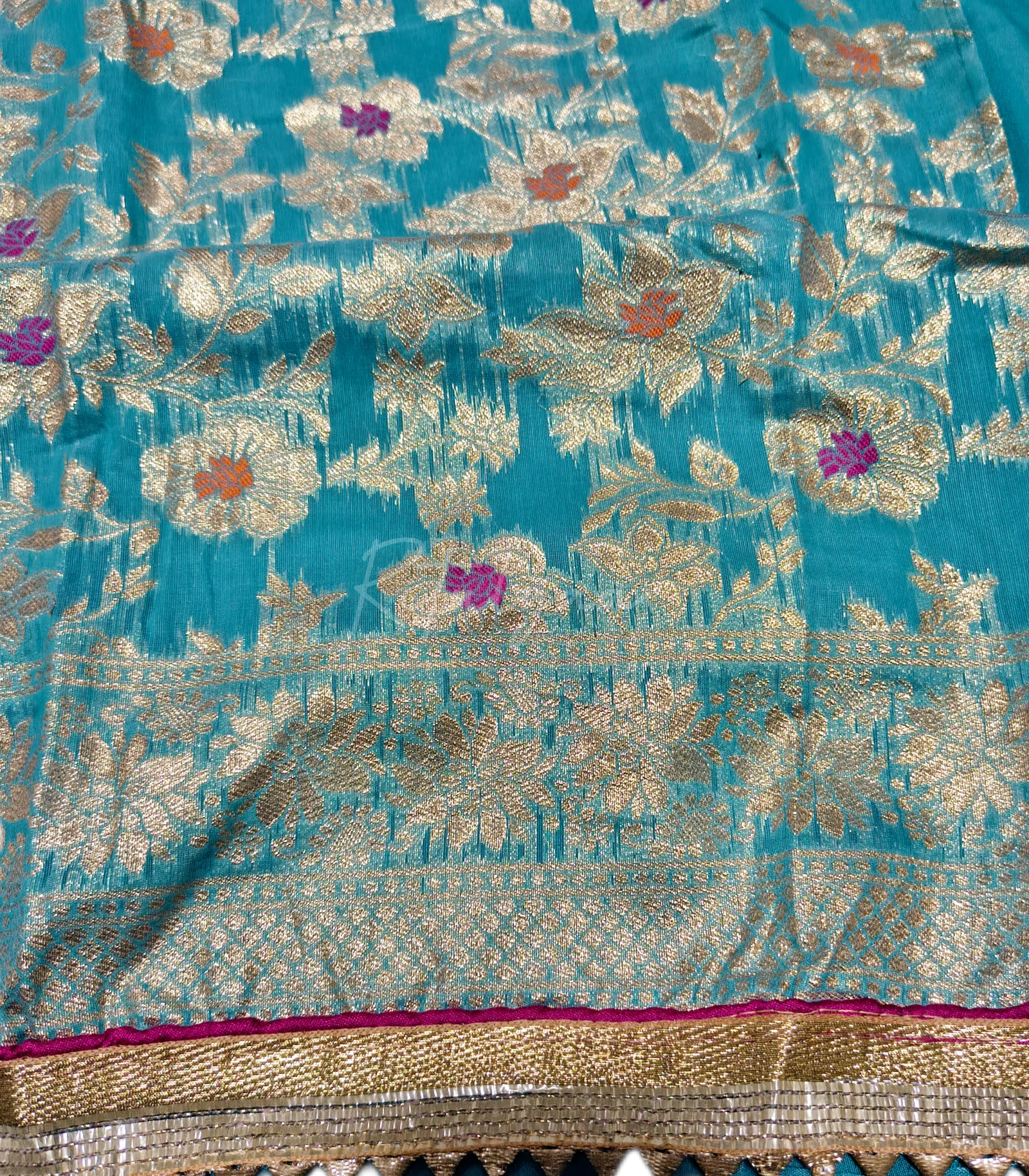 Chanderi Allover Zari Gota Patti Work Suit view 5