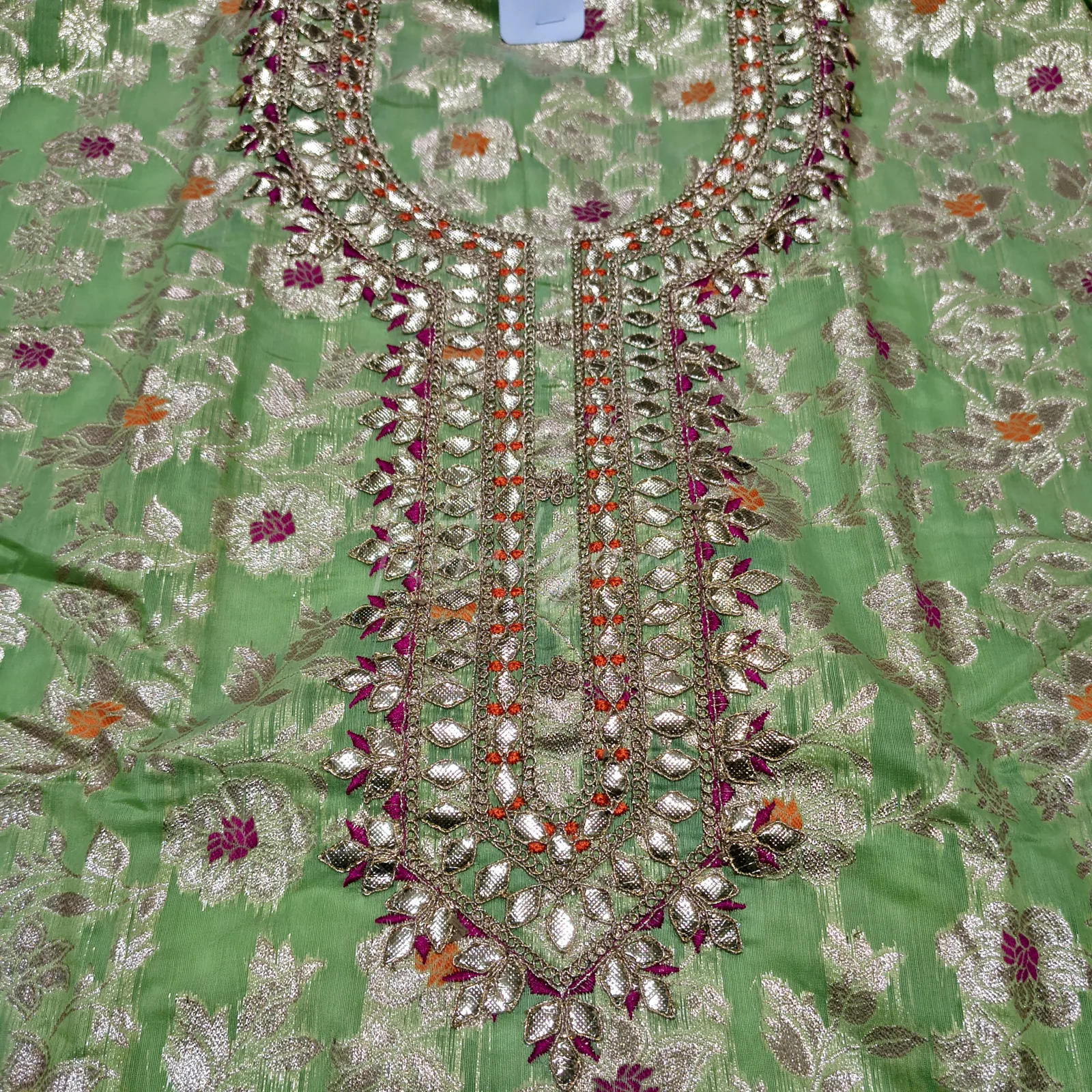 Gota Patti Work Allover Zari Weaving Suit view 6