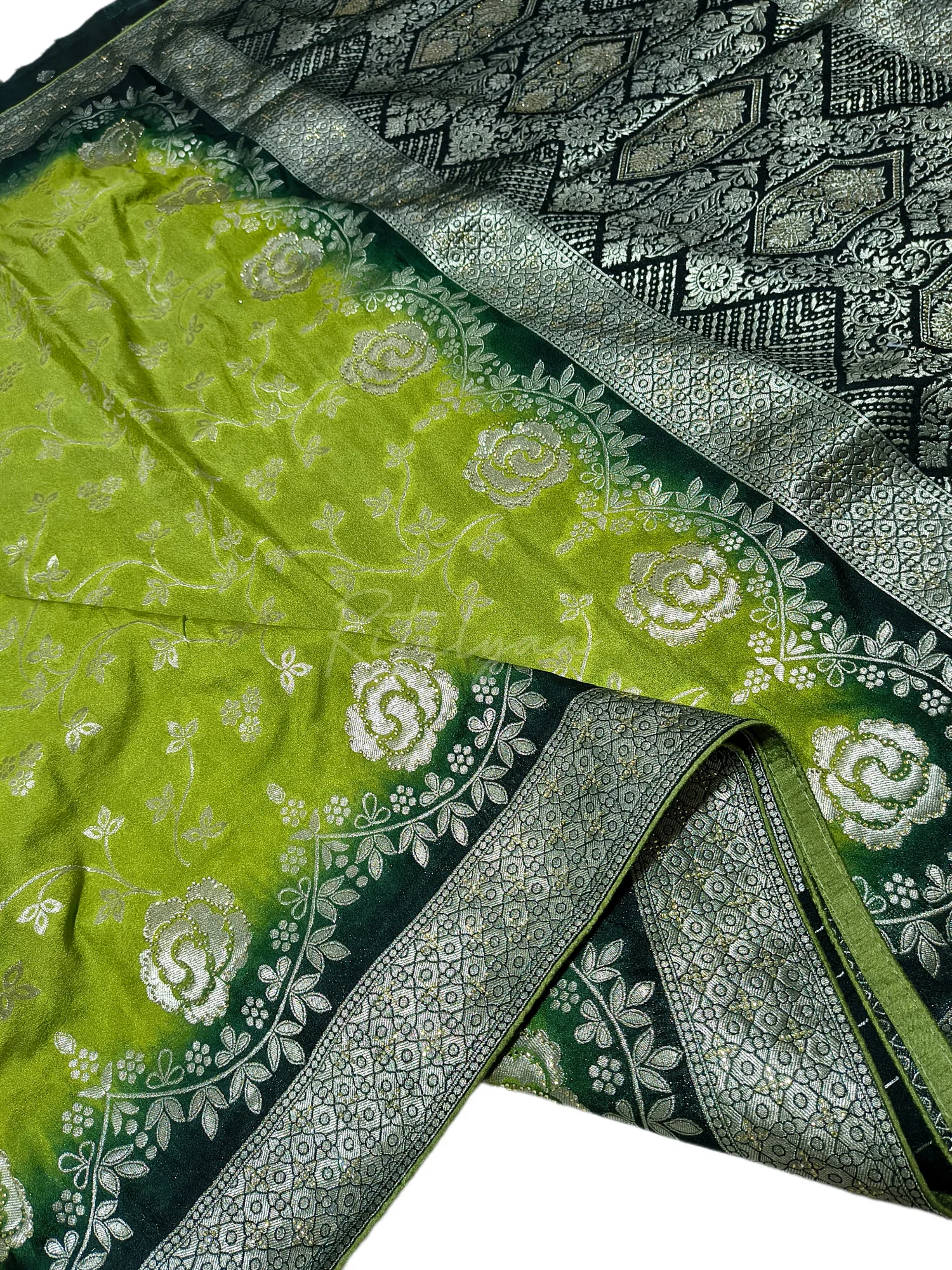 Allover Zari Weaving Saree with Stud Work view 2