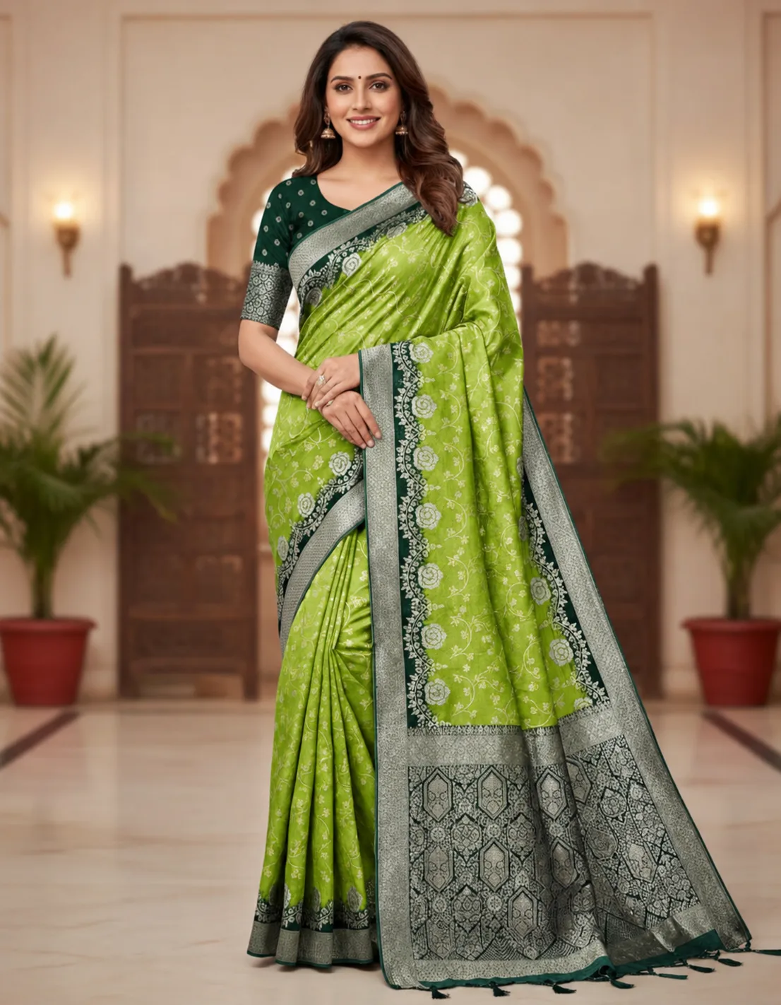 Allover Zari Weaving Saree with Stud Work