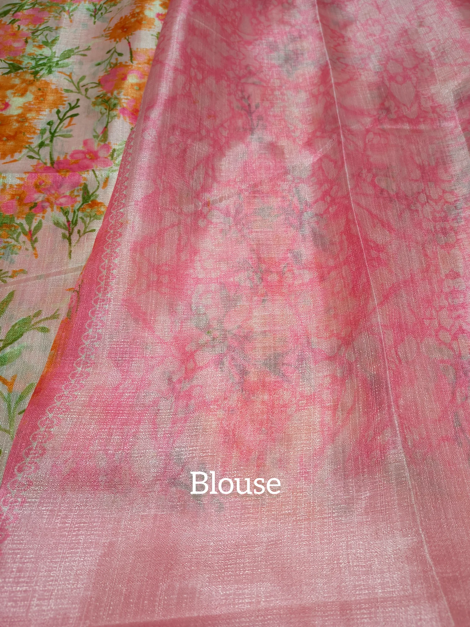 Floral Print Silk Blend Saree view 5