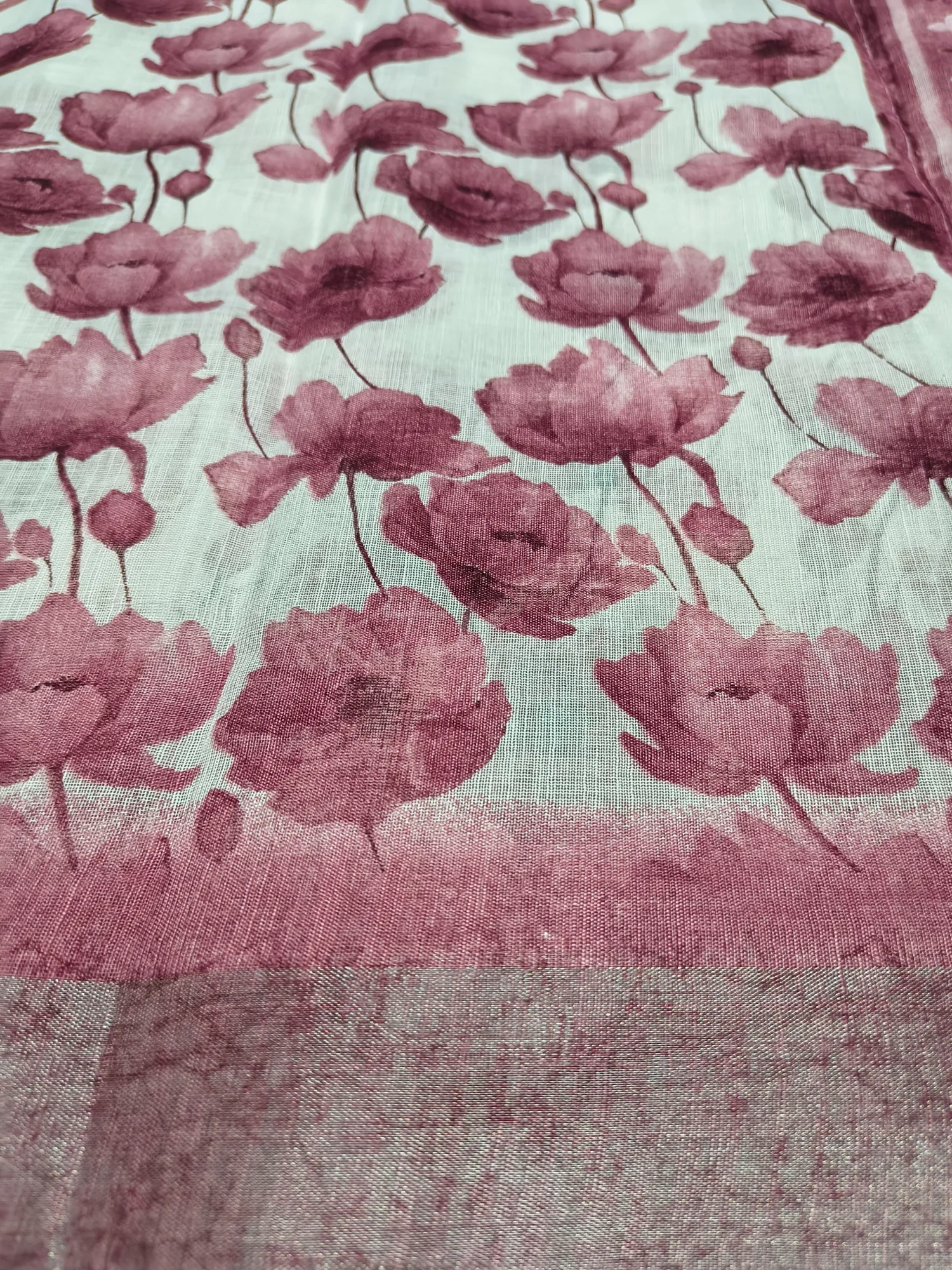 Floral Print Cotton Saree view 4