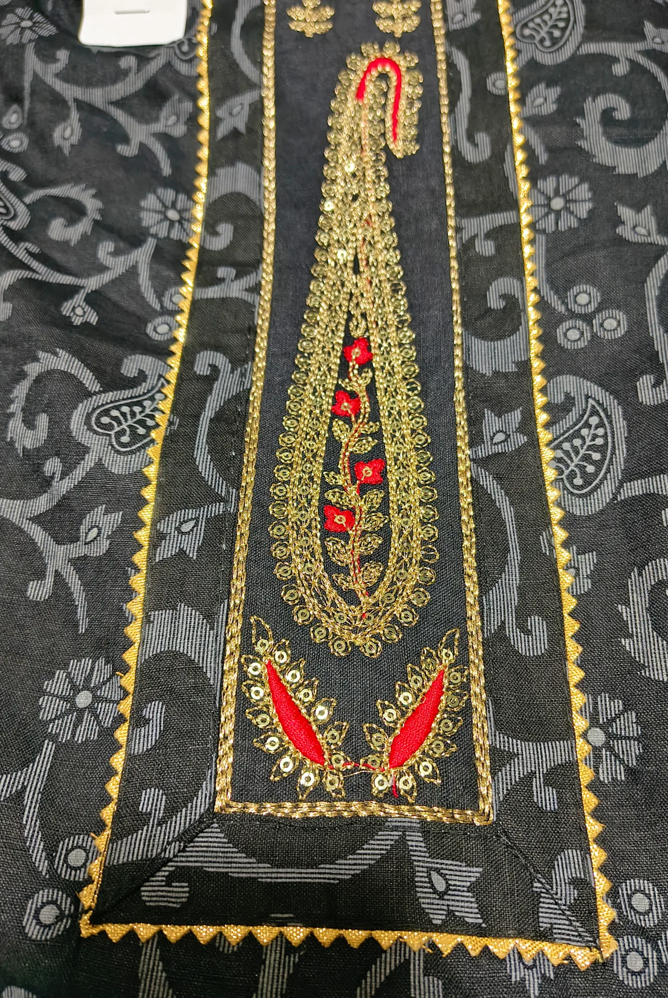 Black Printed Suit With Embroidery view 3
