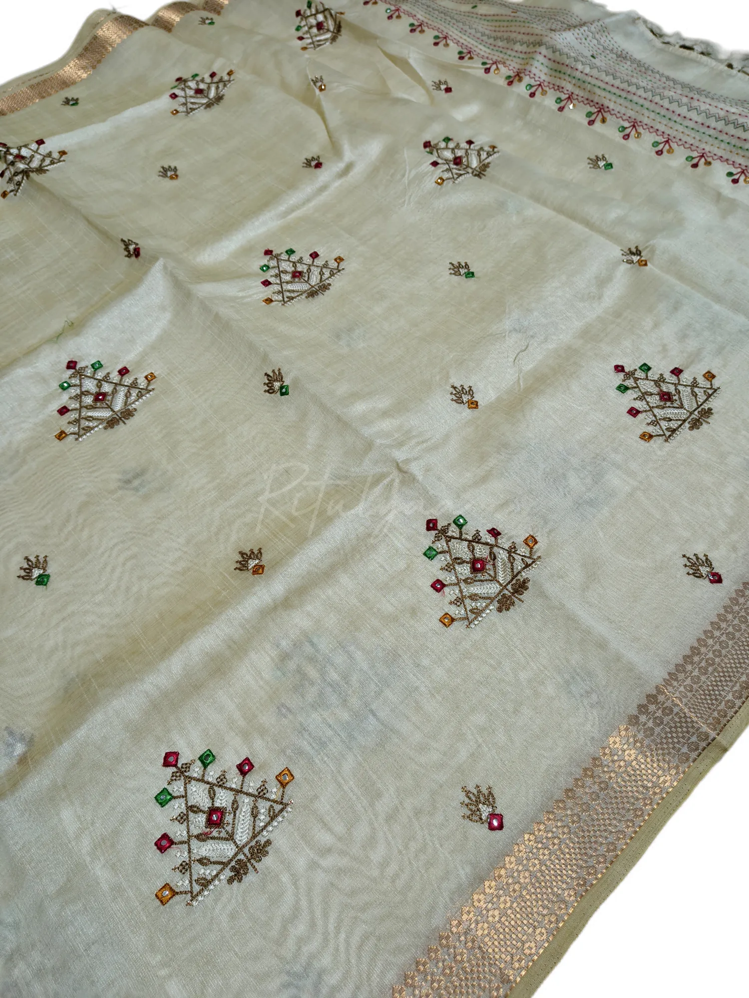 Embroidered Semi Tussar Saree view 2