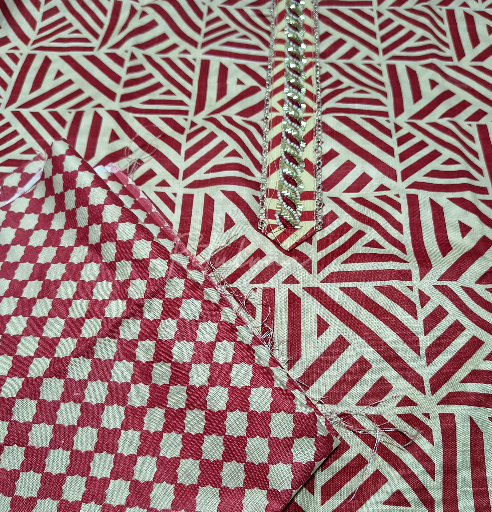 Printed Cotton Suit With Embroidery view 3