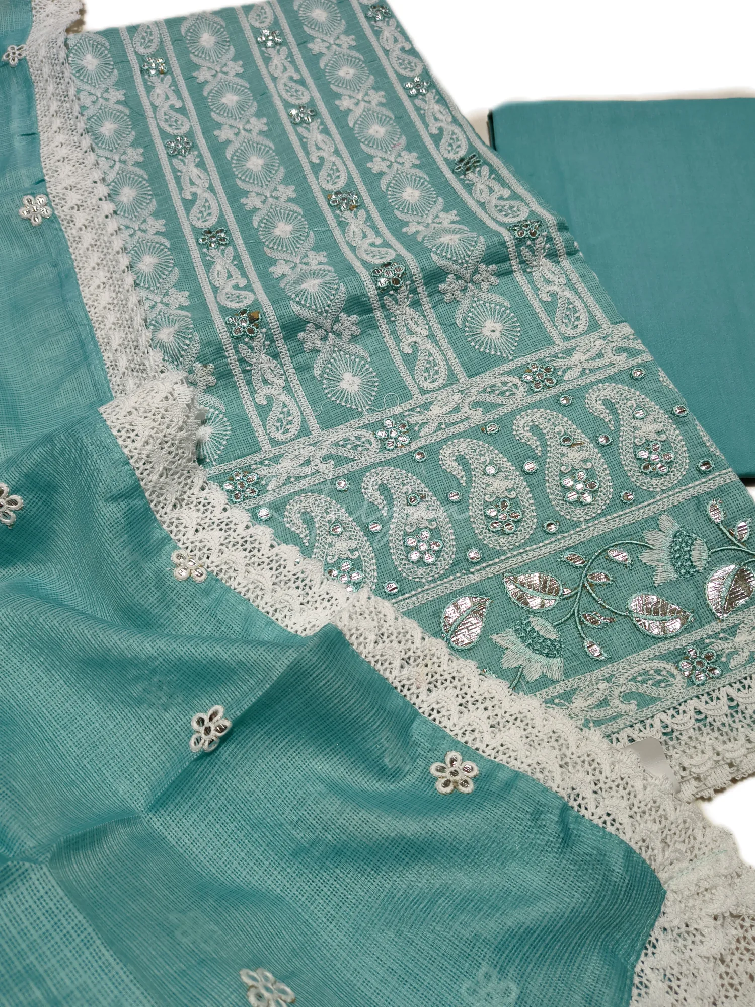 Kota Doria Chikankari Embroidery Suit view 2