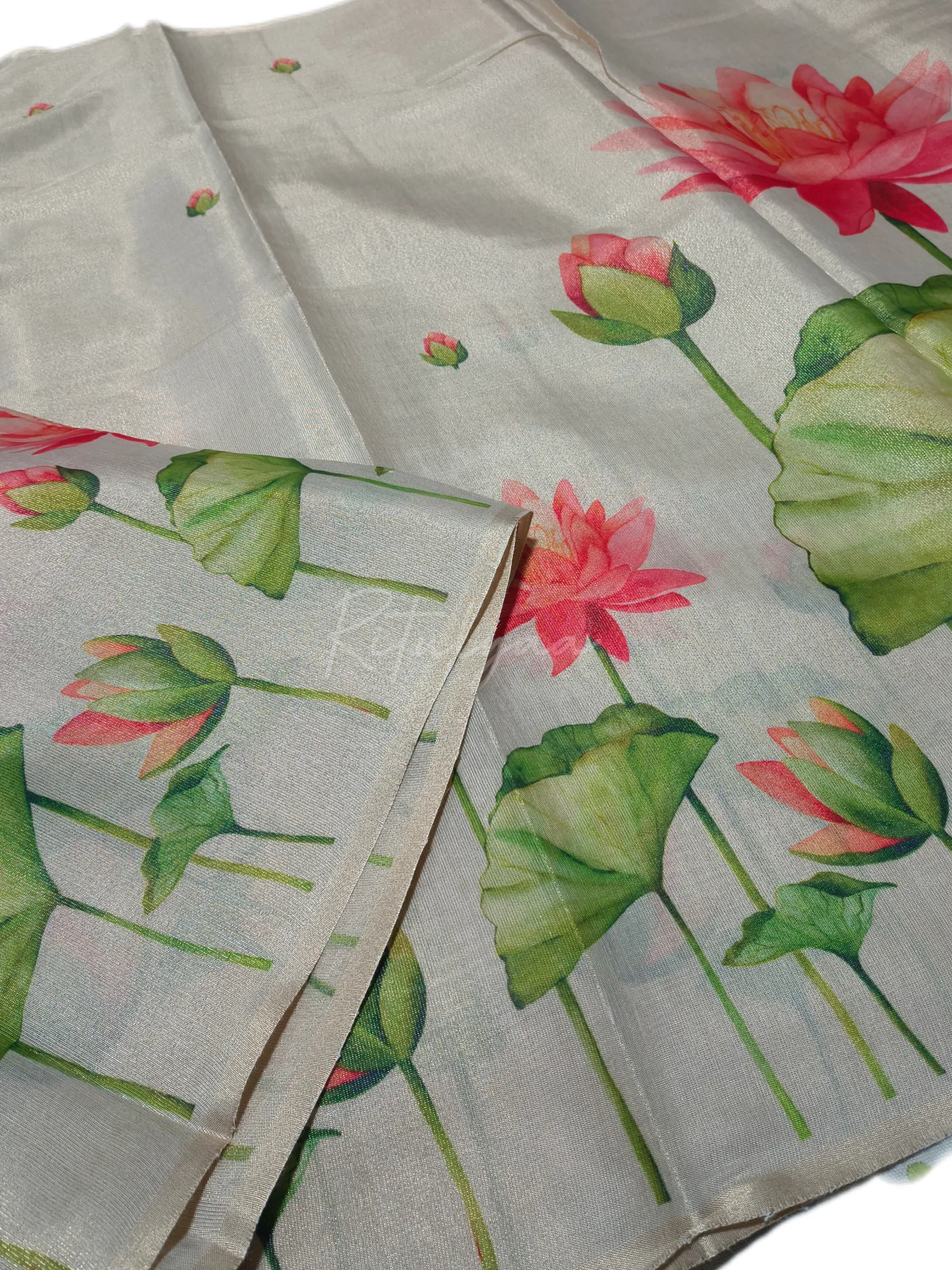 Printed Shimmer Cotton Silk saree view 3