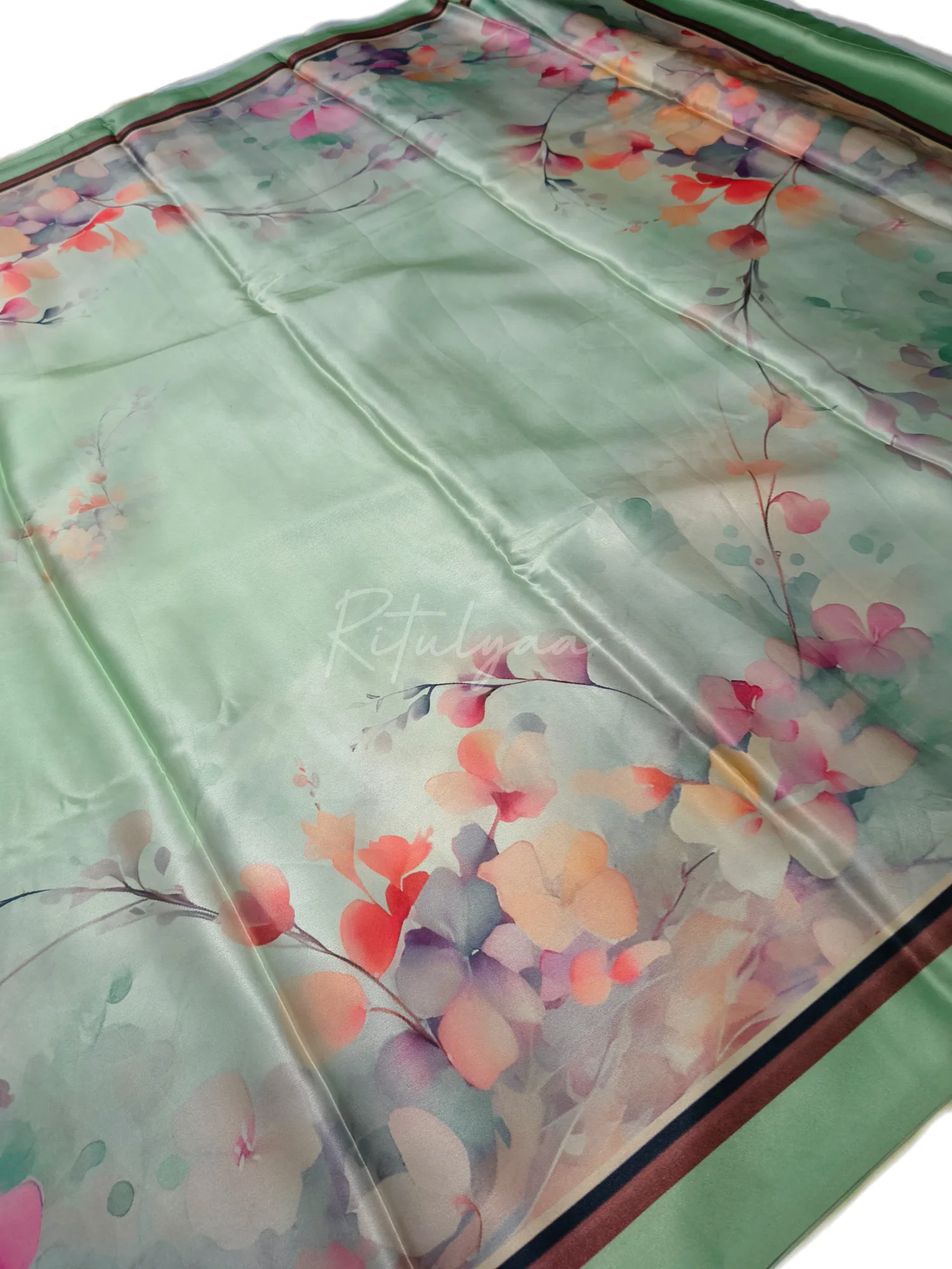 Digital Print Satin Silk Saree view 2