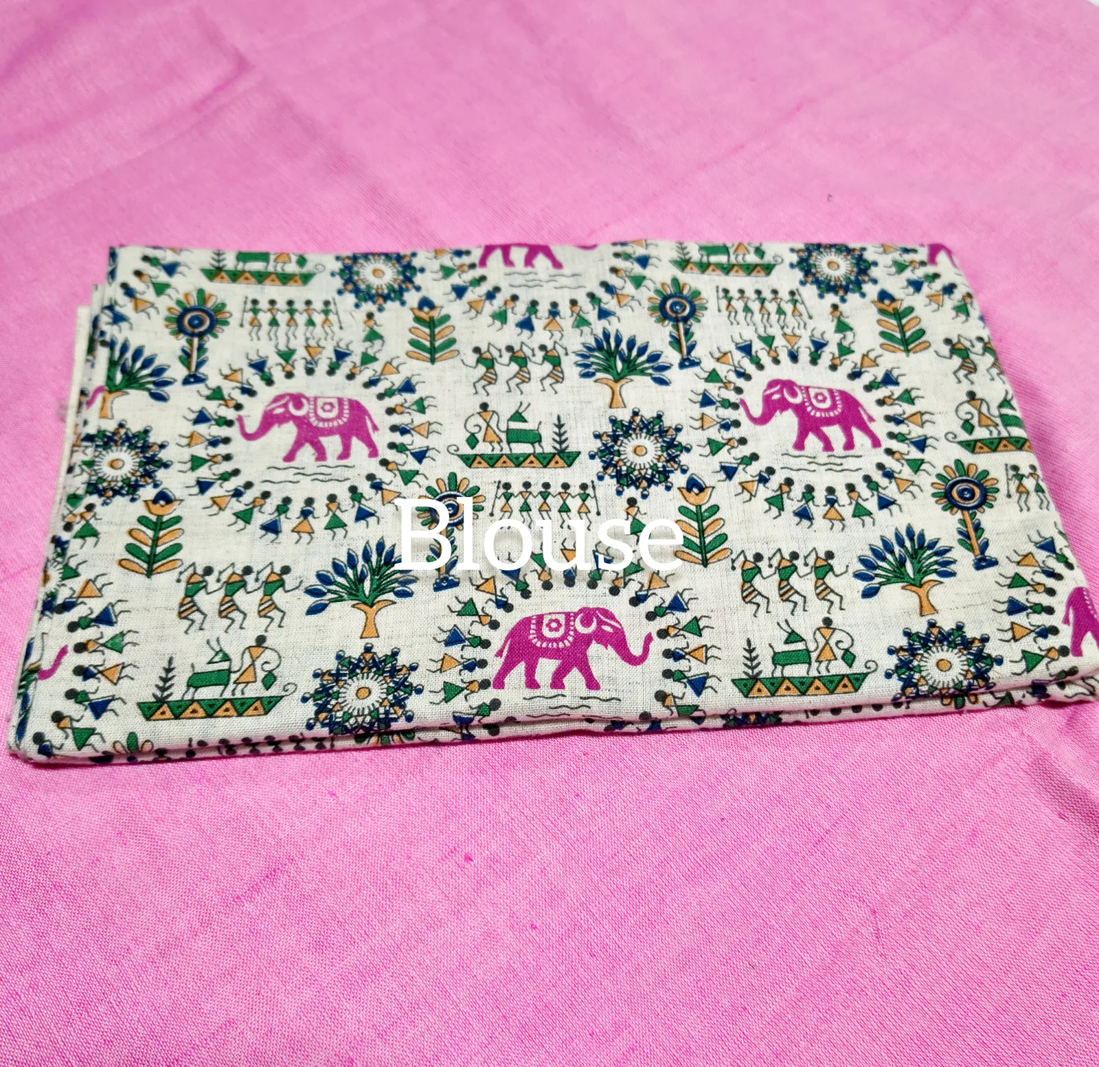 Khaddi Cotton Saree With Worli Print Blouse view 6