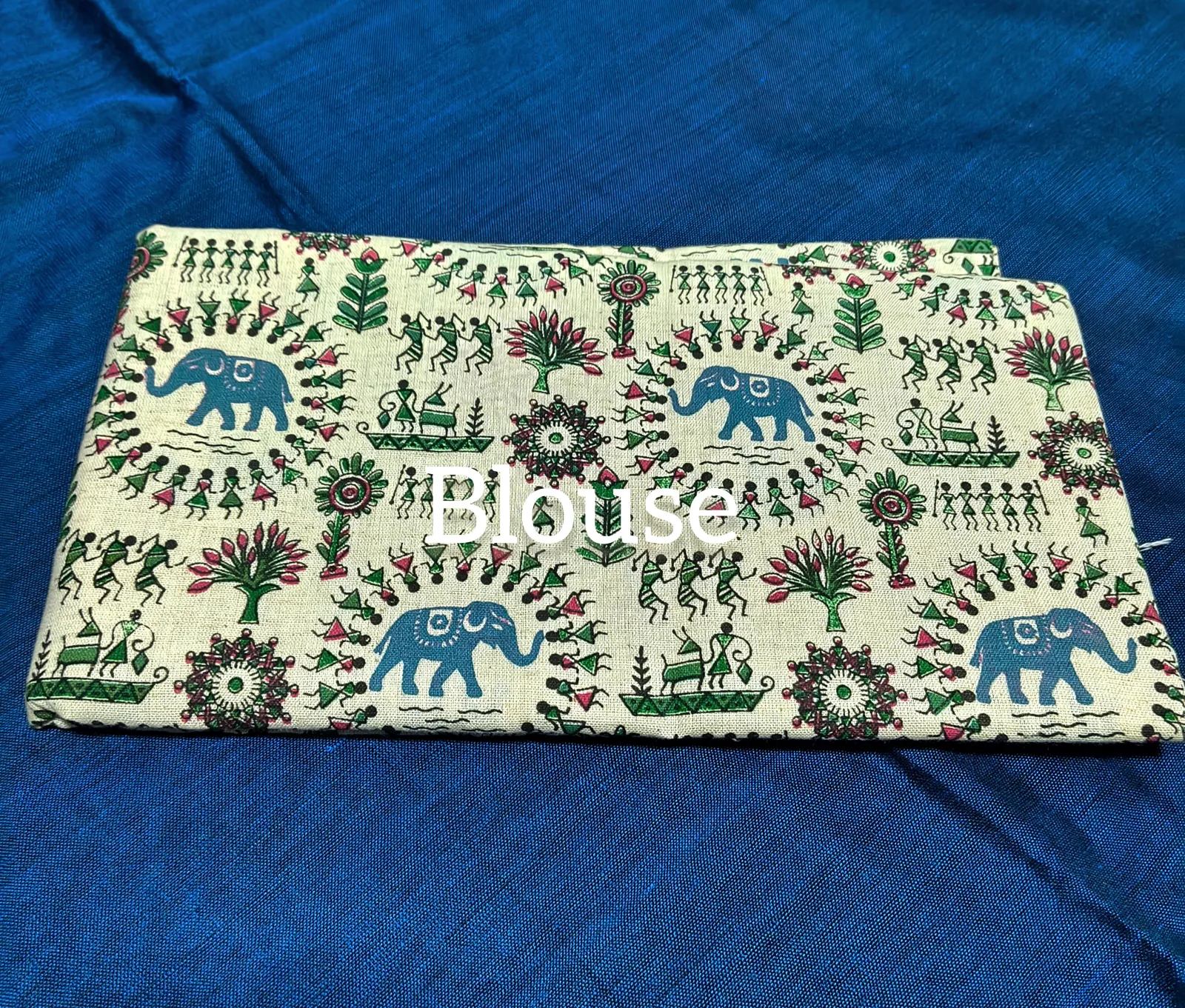 Khaddi Cotton Saree with Worli Print Blouse view 9