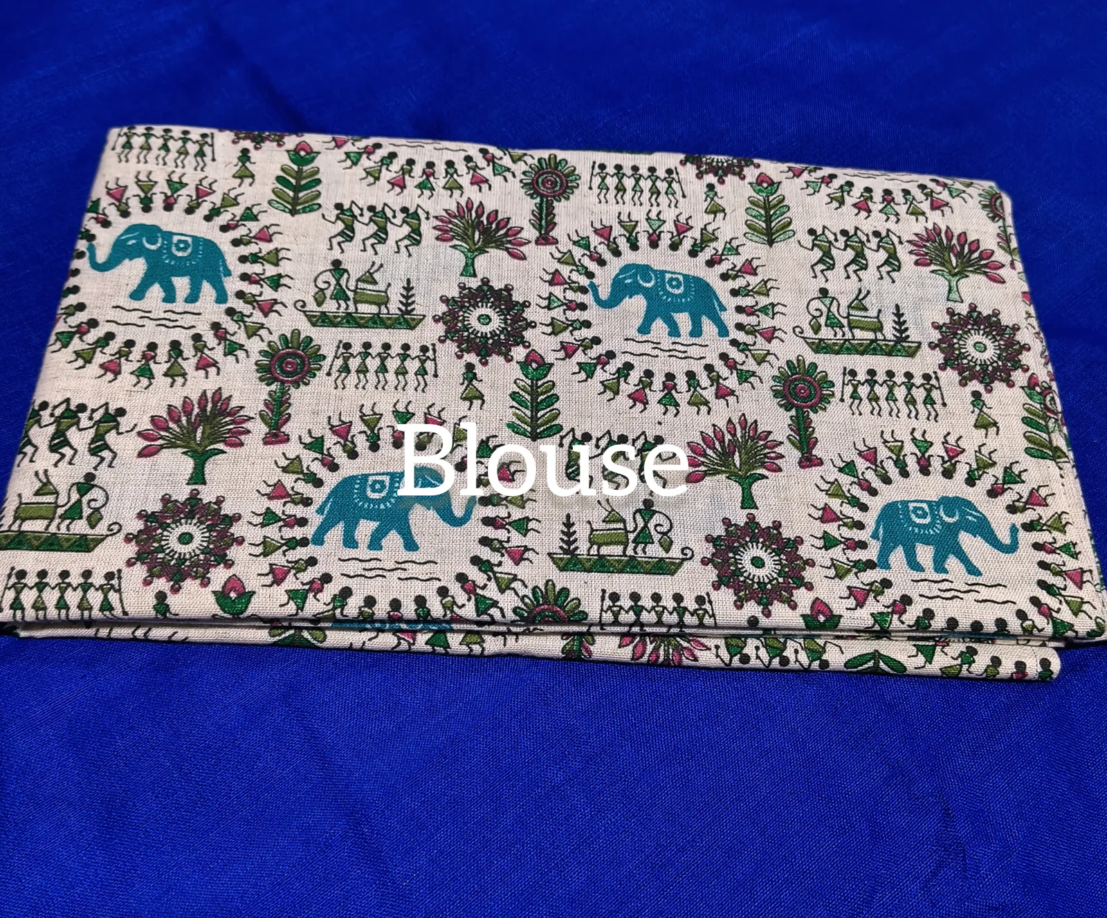 Khaddi Cotton Saree with Worli Print Blouse view 3