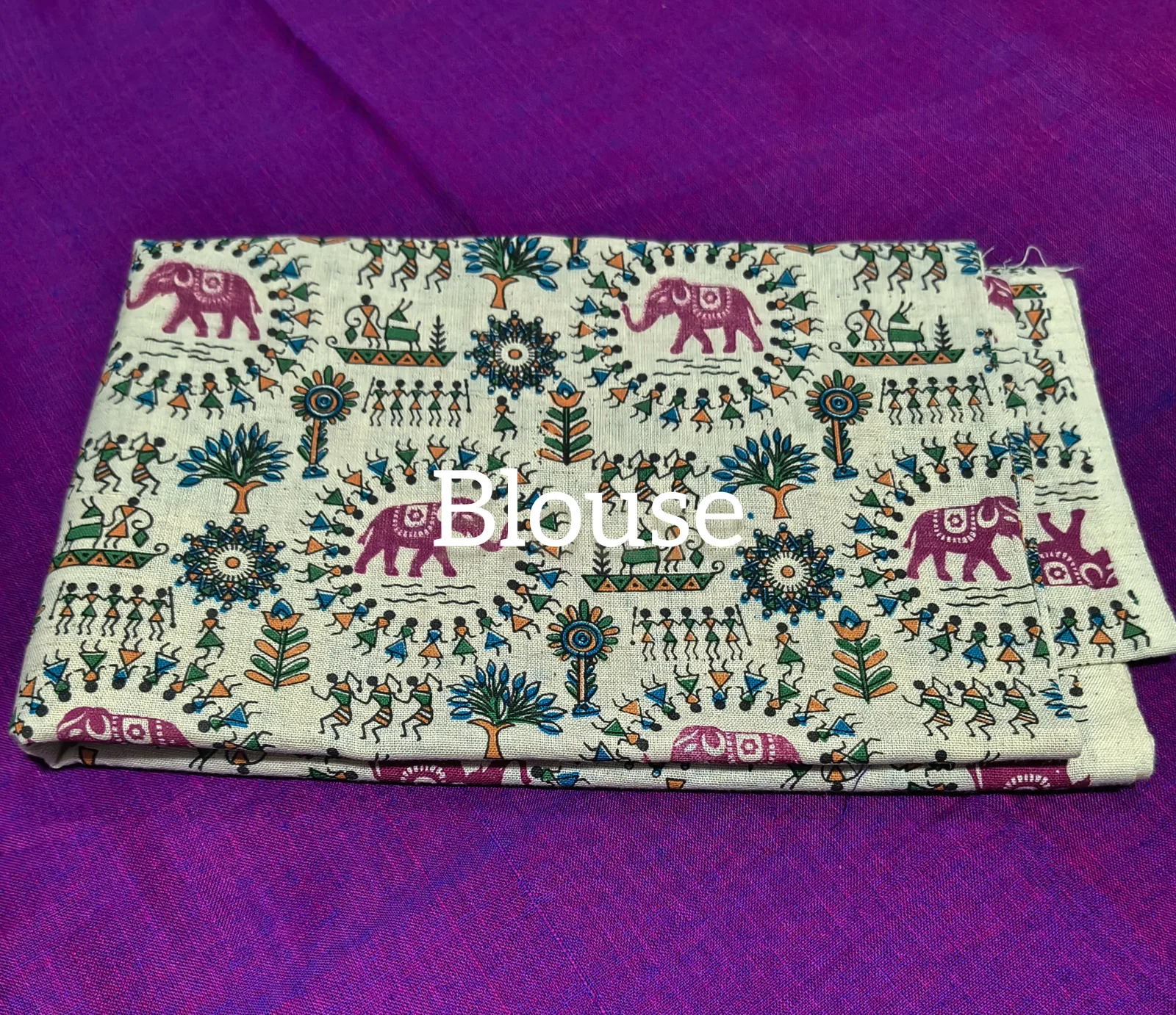 Khaddi Cotton Saree With Worli Print Blouse view 12