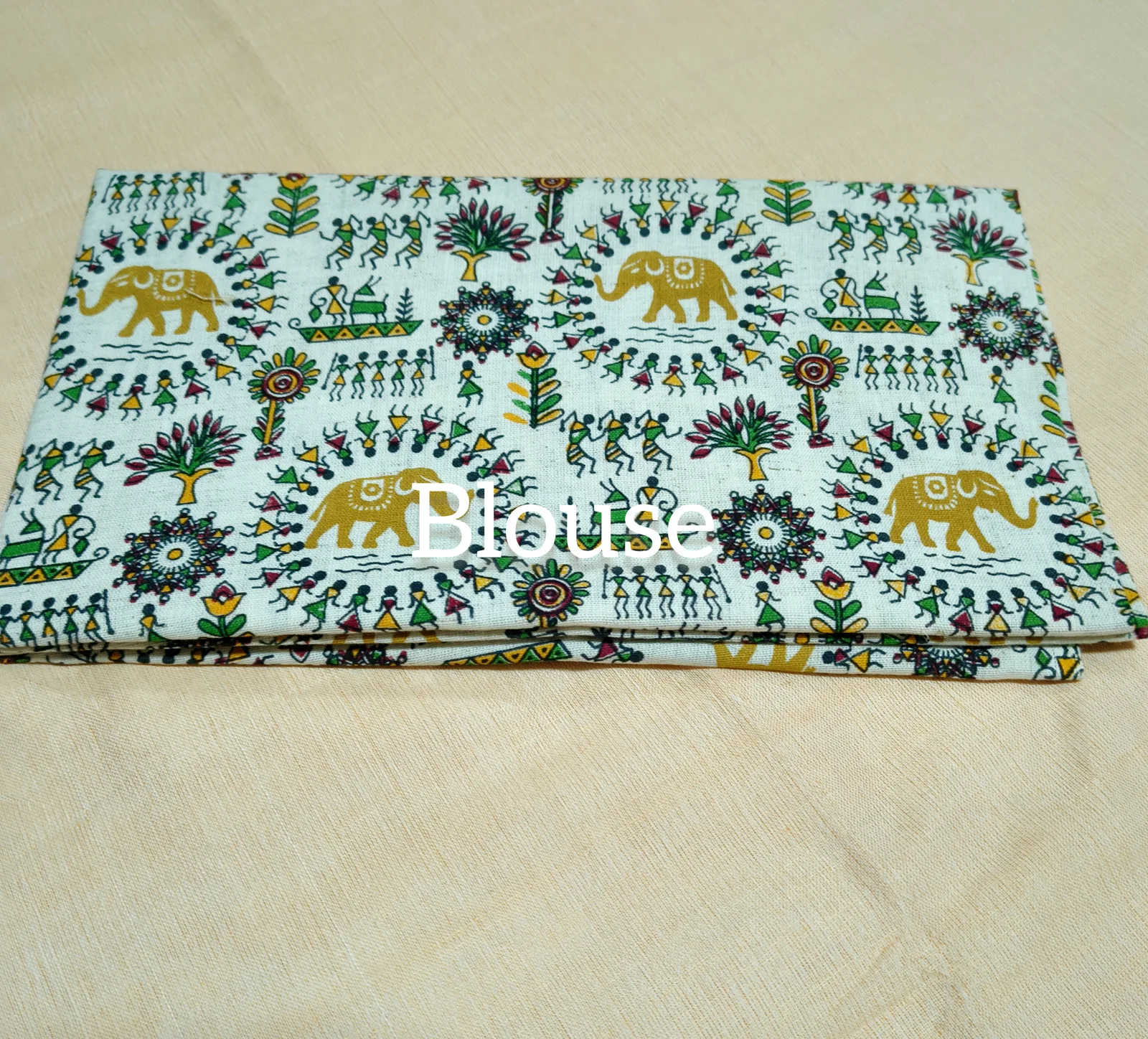 Khaddi Cotton Saree With Worli Print Blouse view 9