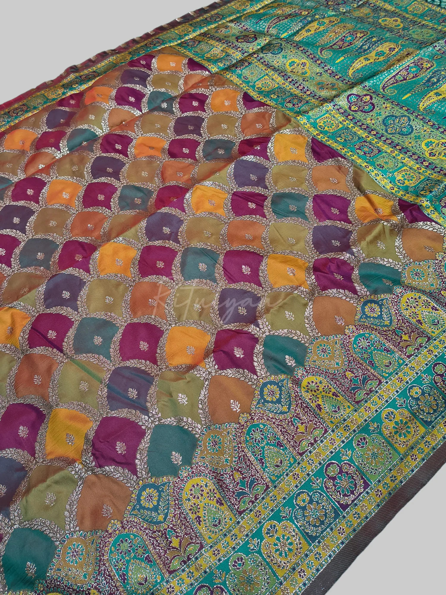 Meenakari Weaving Multi Color Saree view 3