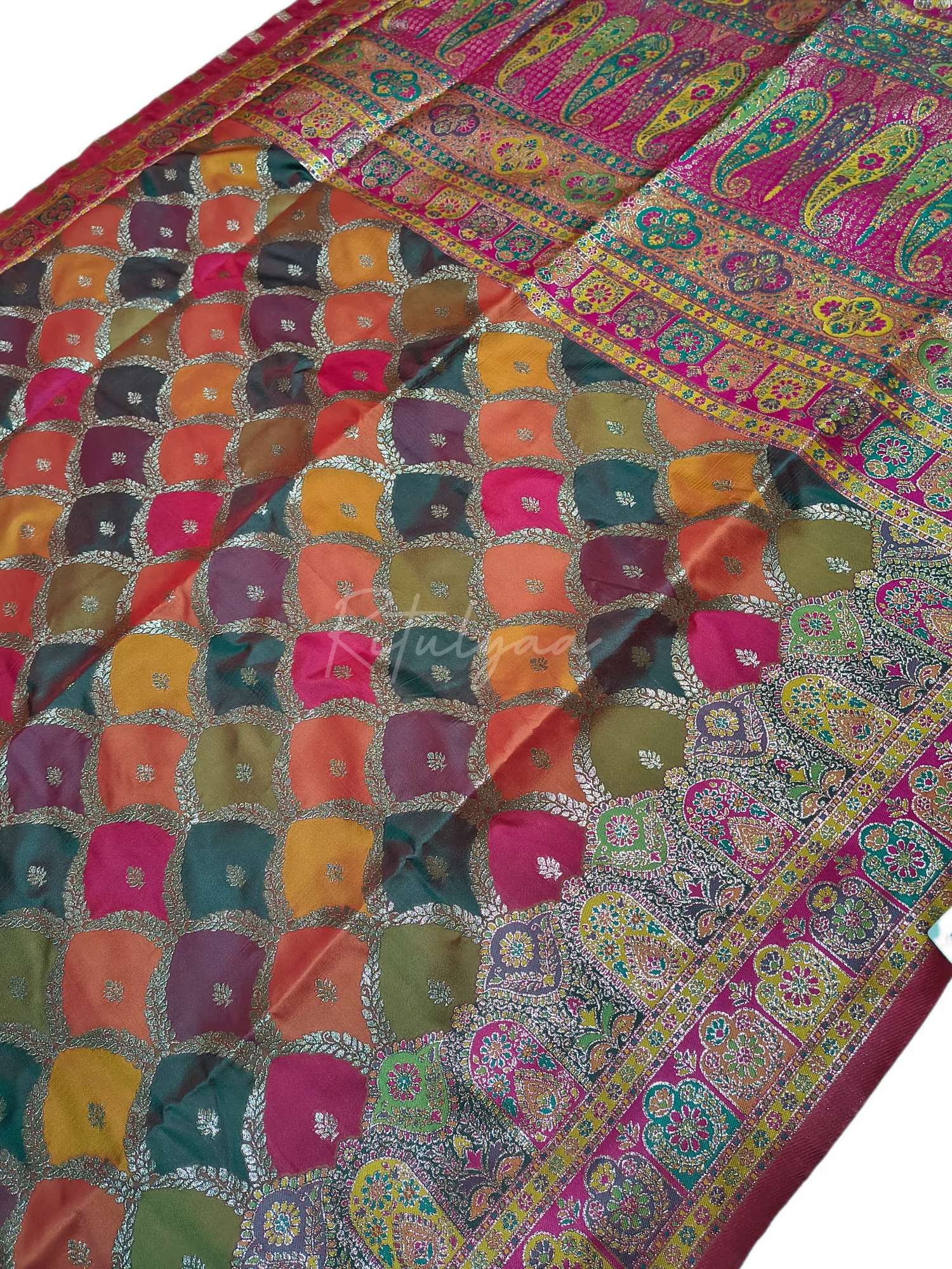 Multi Color Meenakari Weaving Saree view 3