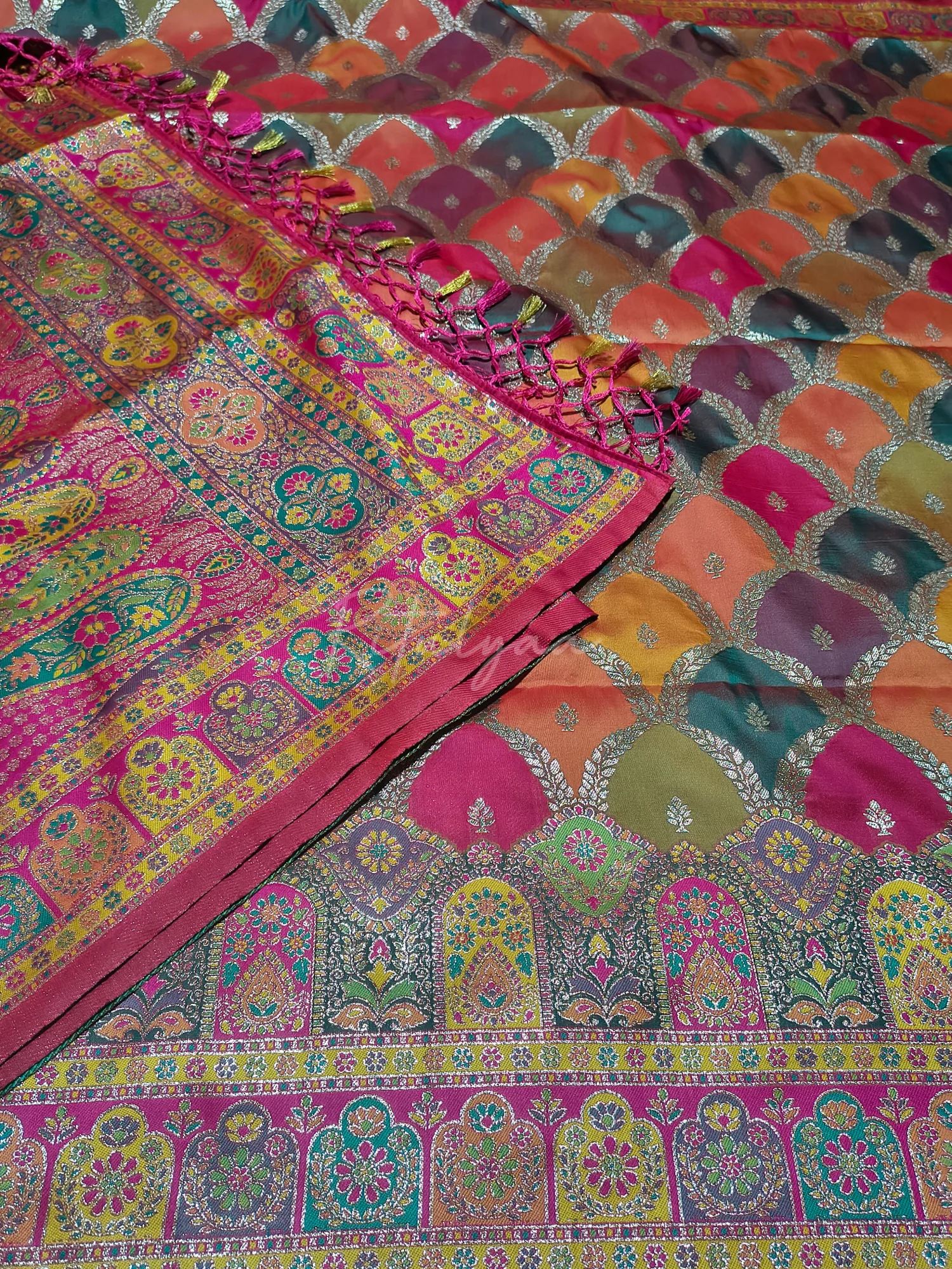 Multi Color Meenakari Weaving Saree view 4