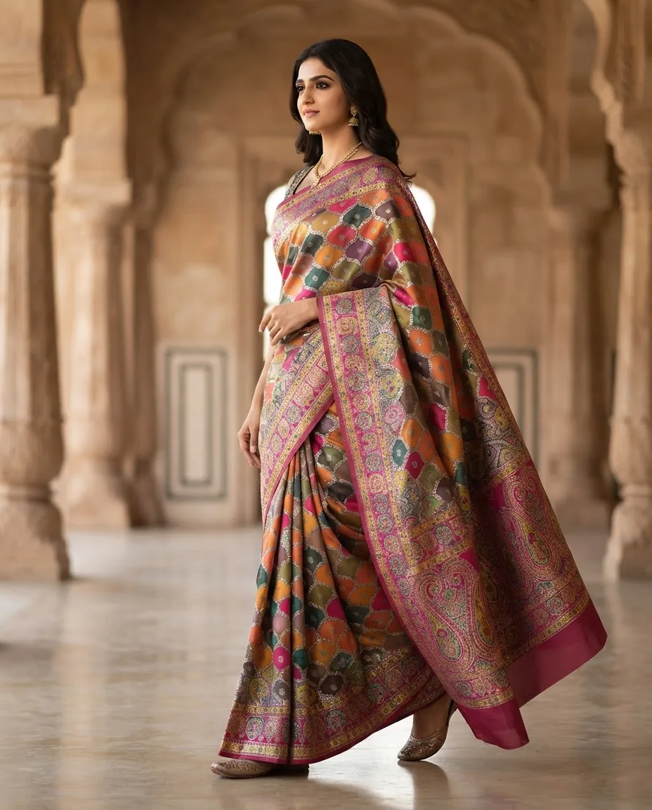 Multi Color Meenakari Weaving Saree
