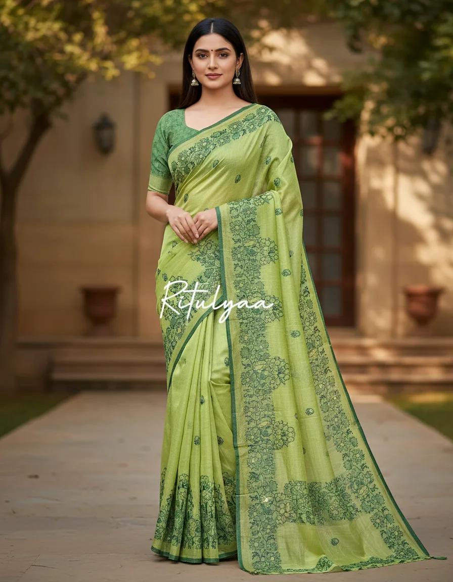 Chanderi Contrast Border Saree