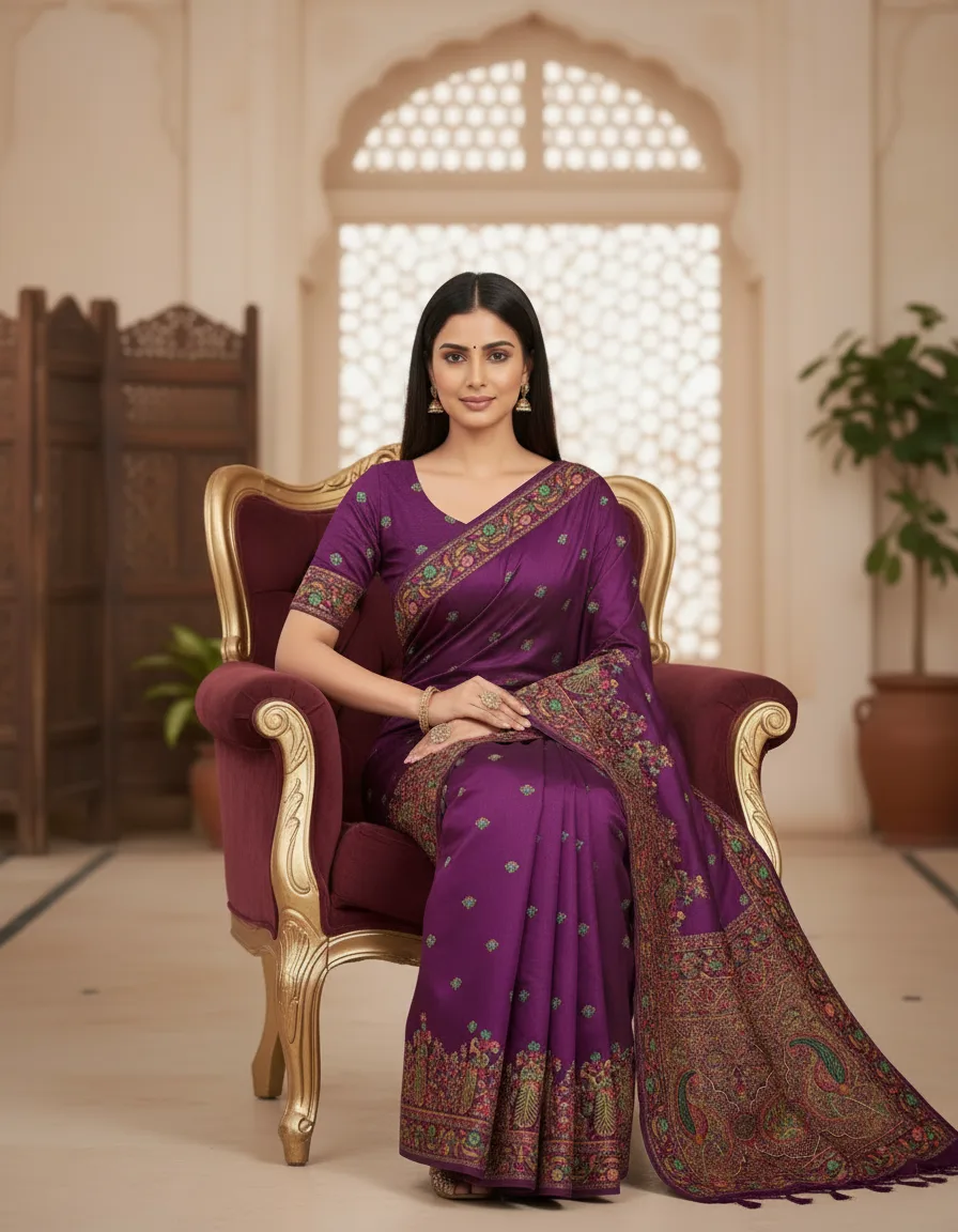 Resham Meenakari Work Saree view 2