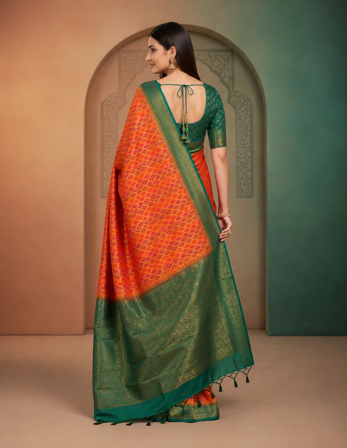 Premium Allover Zari Weaving Patola Saree With Contrast Border view 2