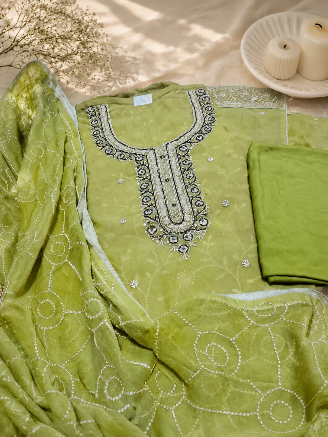 Organza embroidered Suit