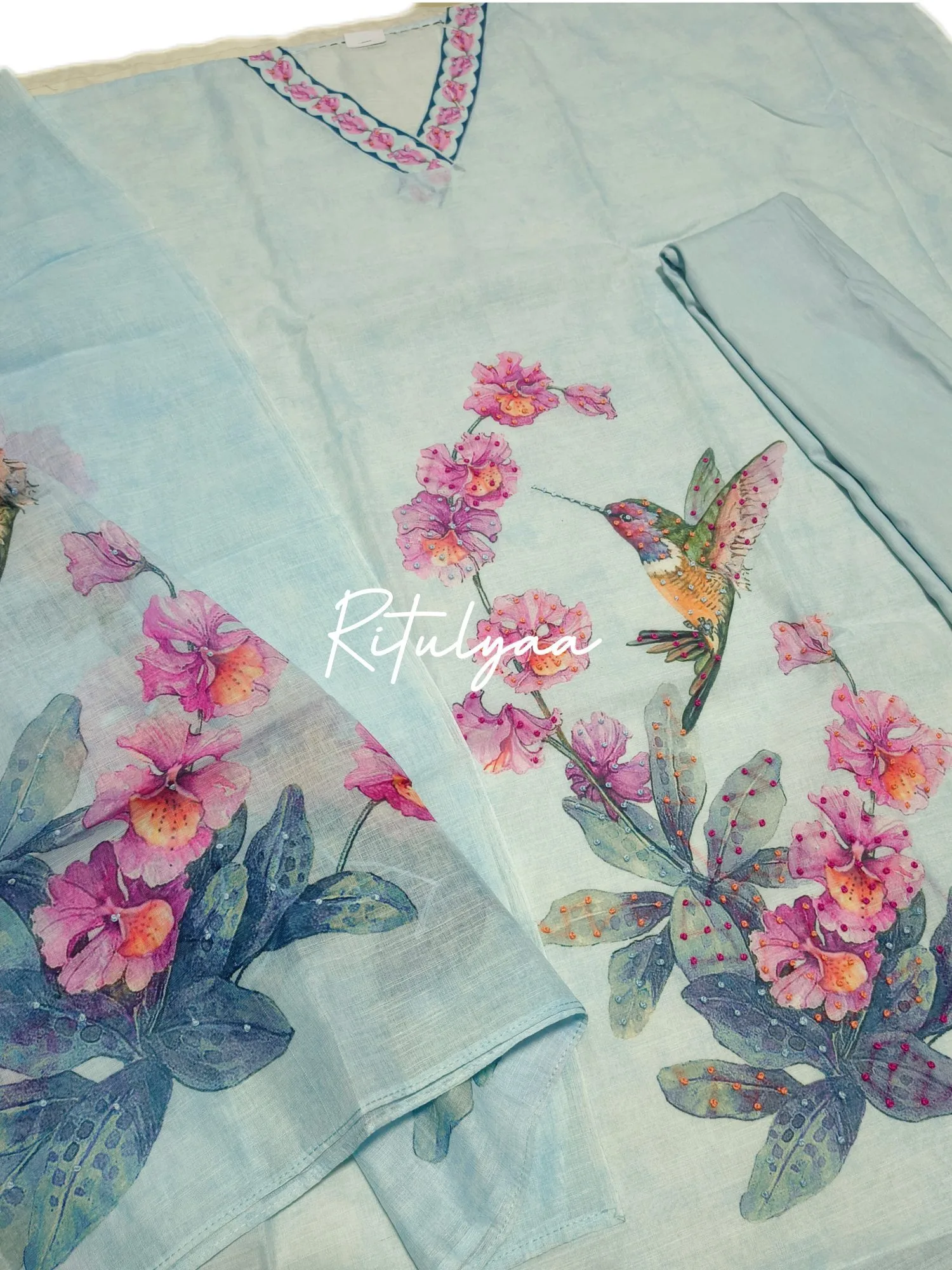 Digital Print Linen Cotton Suit view 2
