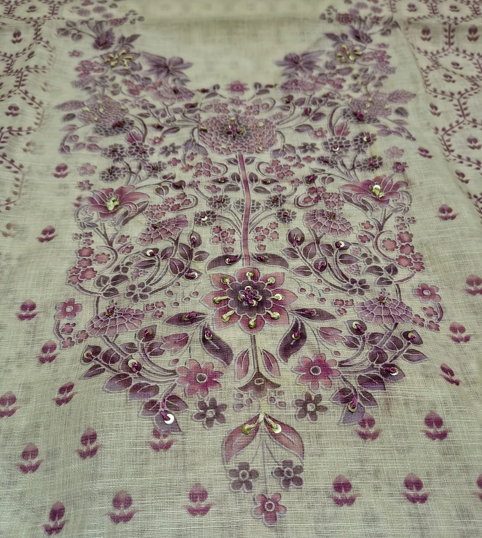 Cotton Linen Suit With Print & Embroidery view 4