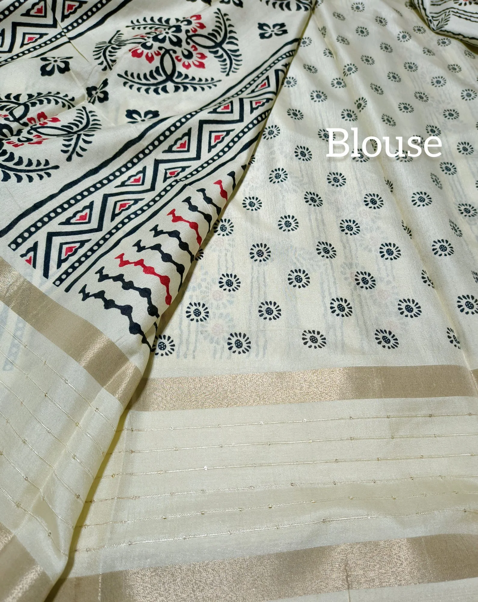 Modal Silk Uneven Stripe Print Saree view 4