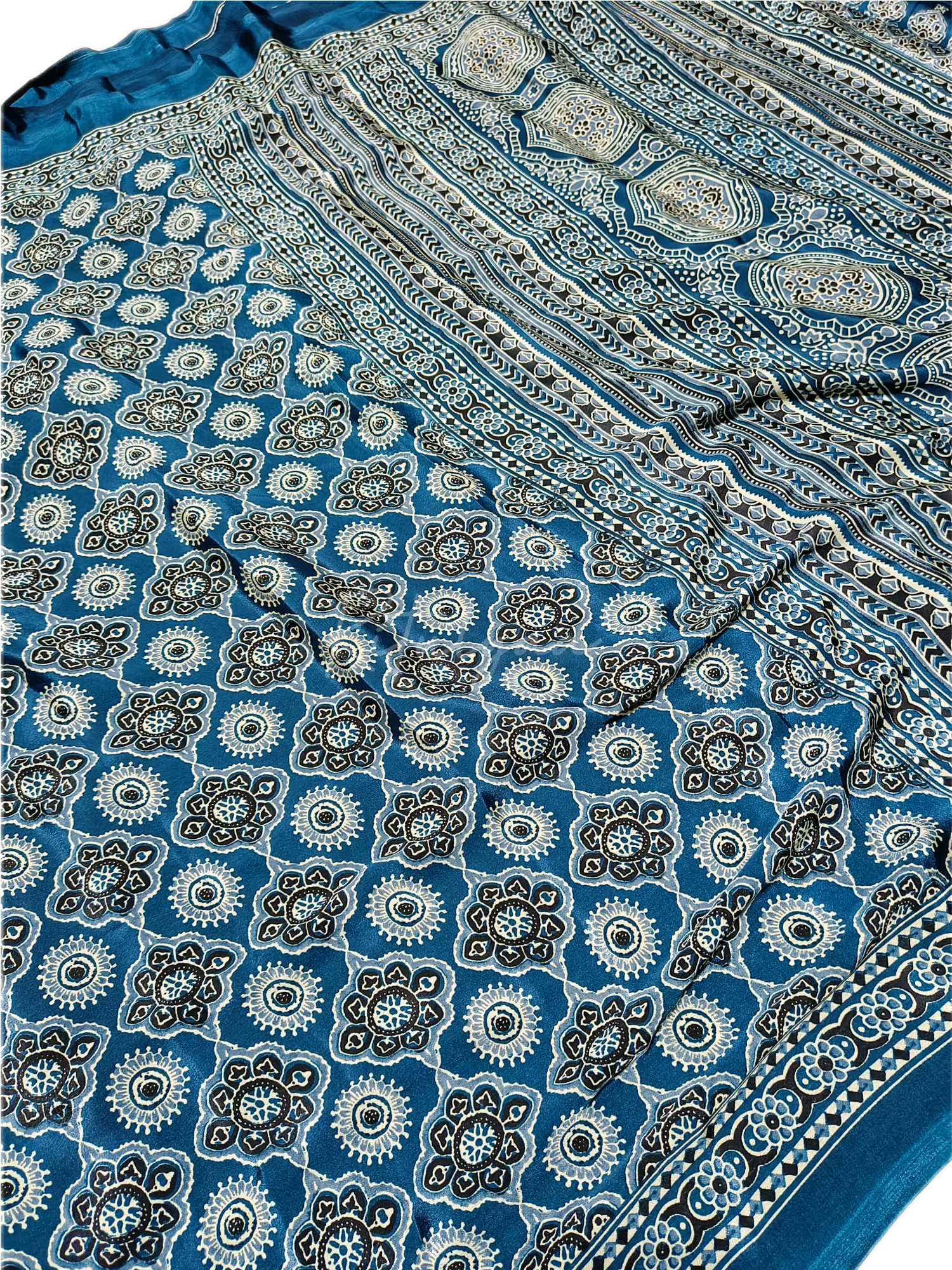 Ajrakh Print Crepe Saree view 7