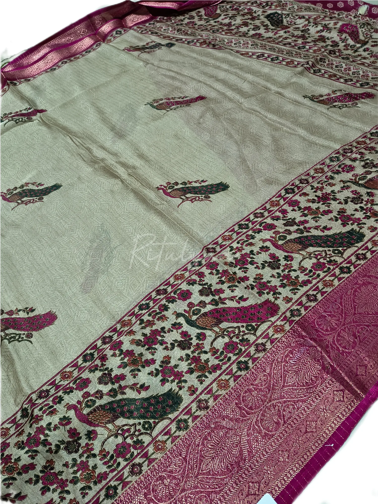 Printed Viscose Crepe Zari Border Saree view 2