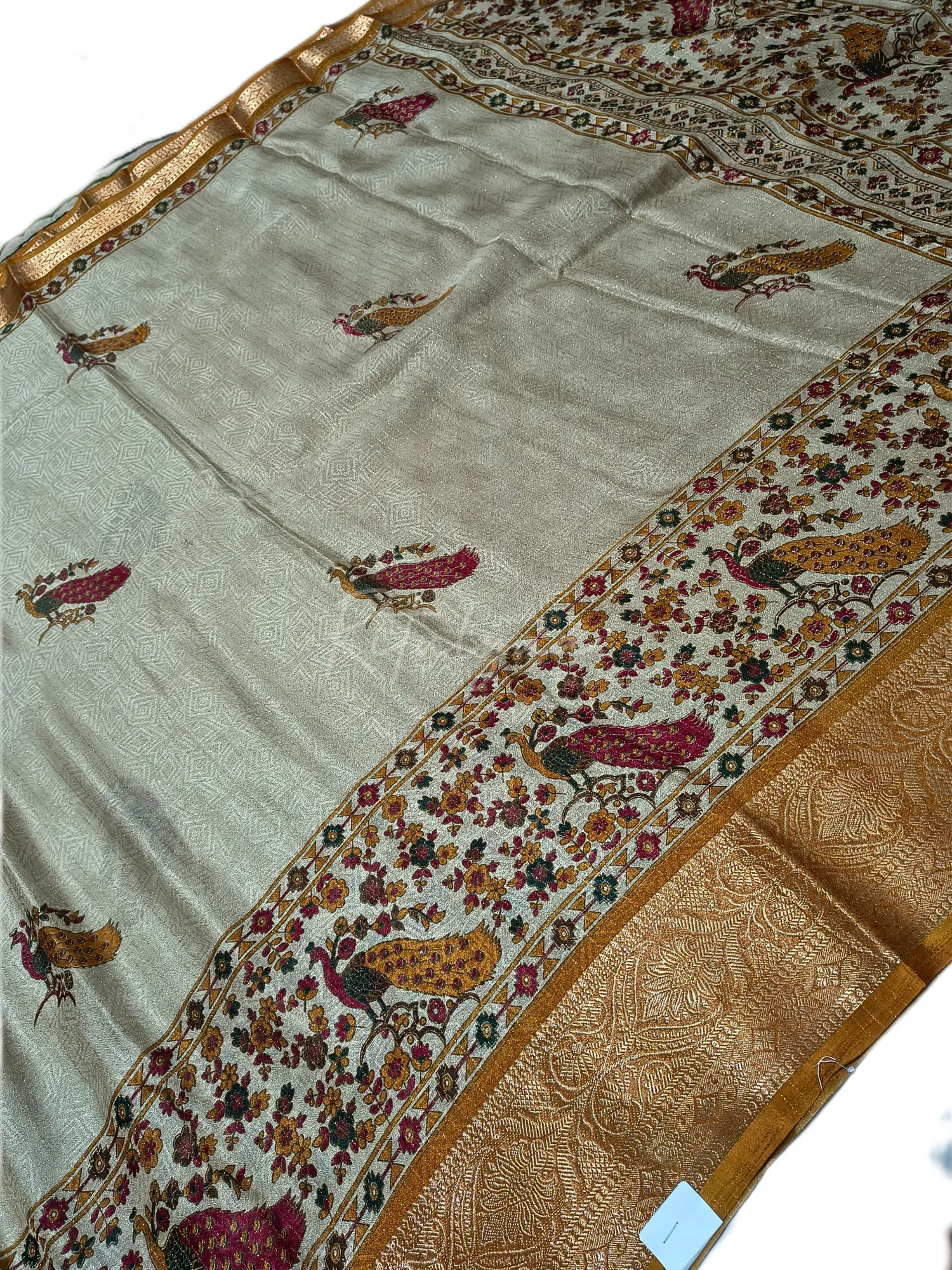 Printed Viscose Crepe Saree With Contrast Mustard Border view 2