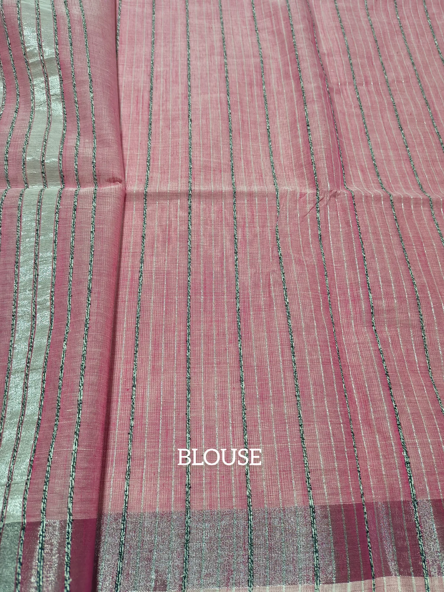 Cotton Linen Saree With Silver Border view 5