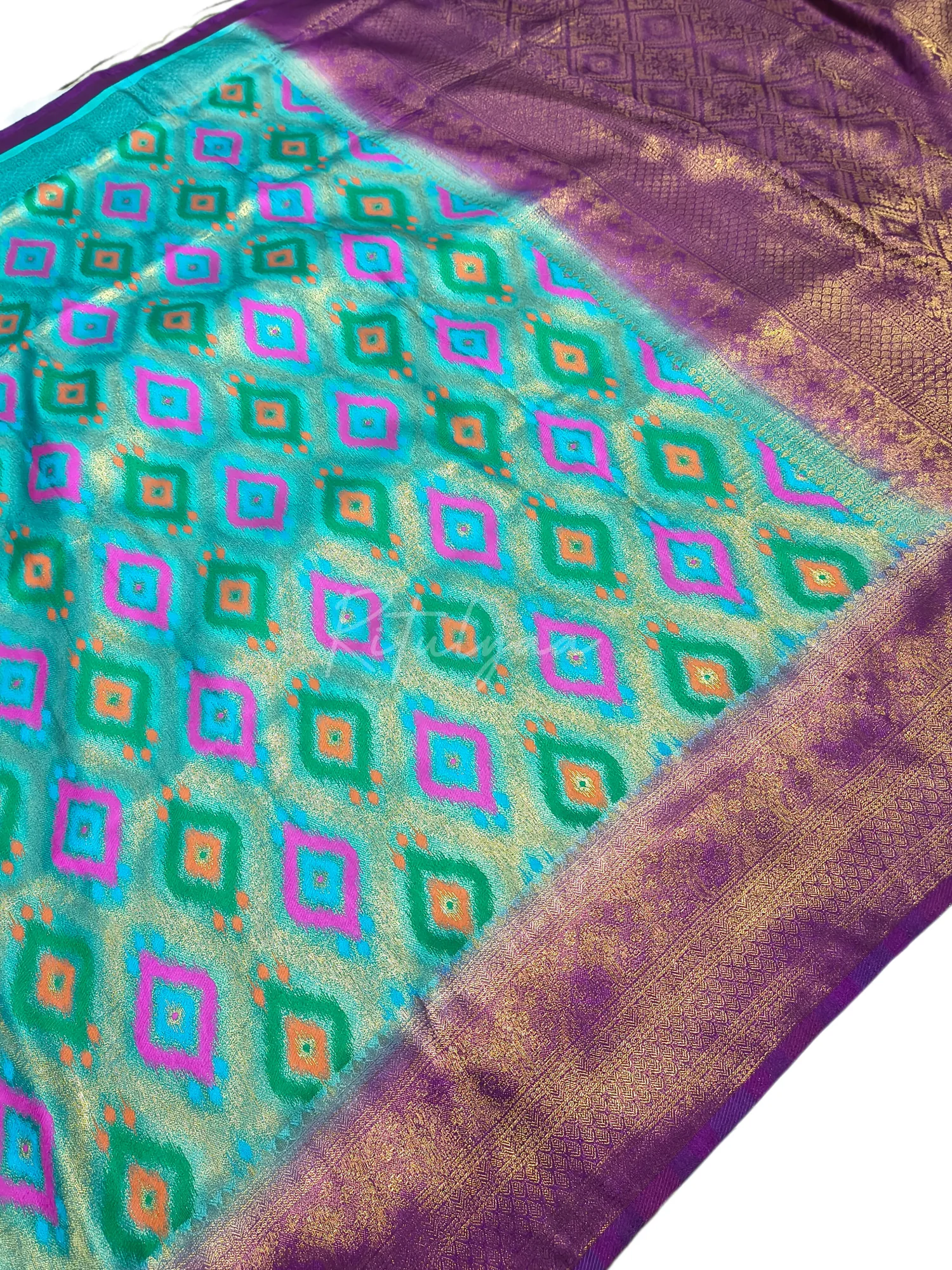 Premium Zari Weaving Patola Saree With Contrast Border view 3